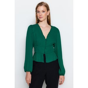 Trendyol Emerald Green Fitted Woven Shirt