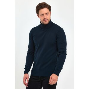 Lafaba Men's Navy Blue Turtleneck Basic Knitwear Sweater