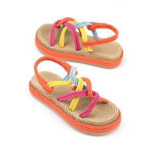 Capone Outfitters Capone Wedge Heel Women's Lace Multi Orange Sandals