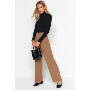 Trendyol hnedé široké nohavice/zavinovacie detailné nohavice