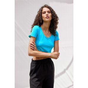 VATKALI V-Neck Crop Top Blue