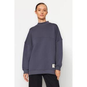 Trendyol Anthracite Oversize Knitted Sweatshirt with Pillow