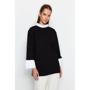 Trendyol Black Collar and Sleeve Detailed Knitted Tunic