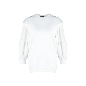 Trendyol White Sleeve Lace Embroidery Detailed Diver/Scuba Knitted Sweatshirt