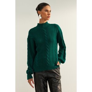 Trendyol limitovaná edícia zelená zadná strana so šnurovacím detailom, pletený sveter