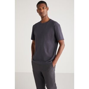 GRIMELANGE Astons Men's Comfort Fit Thick Textured Recycle 100% Cotton Dark Gray T-shir