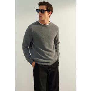 Trendyol Dark Gray Regular Fit Crew Neck Woolen Limited Edition Basic Knitwear Sweater