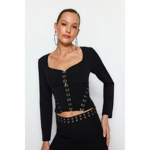 Trendyol Black Fitted Snake Blouse