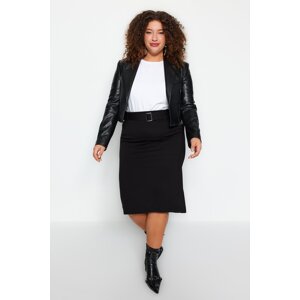 Trendyol Curve Black Pencil Knitted Skirt