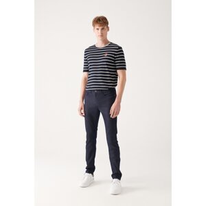 Avva Men's Navy Blue Berlin Jeans Rinse Washed Slim Fit Slim Fit