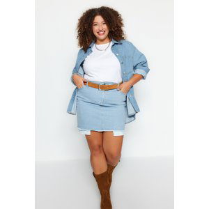 Trendyol Curve Light Blue Pocket Bag Detailed Denim Skirt