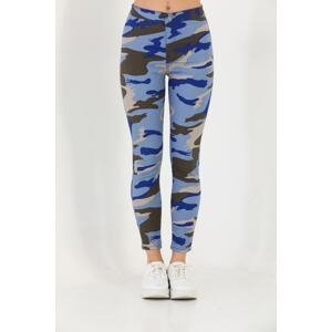 BİKELİFE Blue Camouflage Pattern Gabardine Leggings Trousers