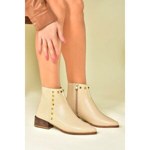 Fox Shoes Beige Staple Detailed Women's Boots