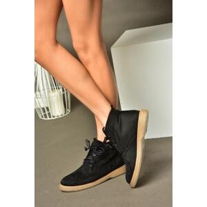 Fox Shoes R374923202 Black Suede Low Heeled Classic Women's Boots