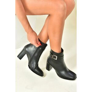 Fox Shoes Women's Black Thick Heeled Boots