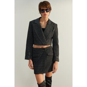 Trendyol Anthracite Limited Edition Crop Woven Blazer Jacket