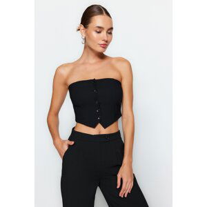 Trendyol Black Strapless Button Detailed Woven Blouse