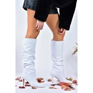 Fox Shoes White Women's Thin Heeled Boots