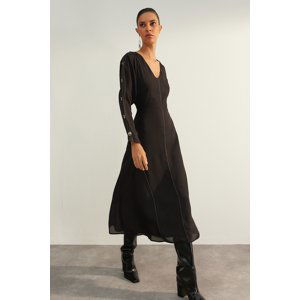 Trendyol Limited Edition Black A-Line Woven Dress with Stitching Detail