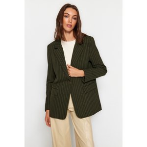 Trendyol Khaki Regular Lined Woven Striped Blazer Jacket