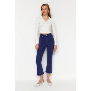 Trendyol Navy Blue High Waist Crop Flare Jeans