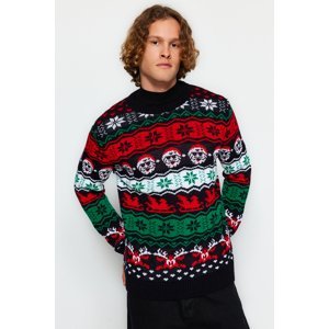 Trendyol Multicolored Men's Regular Fit Crewneck Christmas Knitwear Sweater.