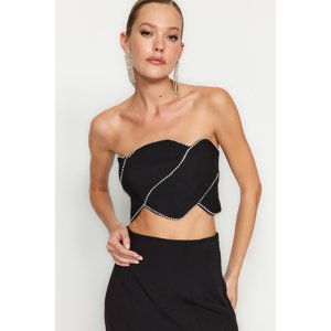 Trendyol Black Crop Bustier with Shiny Stones