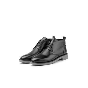 Ducavelli London Genuine Leather Anti-Slip Sole Lace-Up Zipper Chelsea Casual Boots Black.