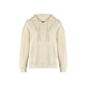 Trendyol Stone Thick Fleece Interior Hood and Zipper Basic Oversized Knitted Sweatshirt