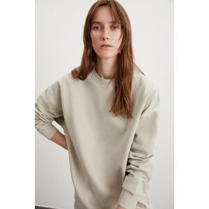 GRIMELANGE Allys Women's Crew Neck Oversize Basic Stone Color Sweatshirt