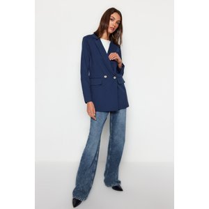 Trendyol Navy Blue Premium Quality Buttoned Woven Blazer Jacket