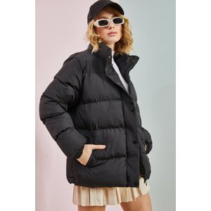 Bianco Lucci Women's Front Pop Collar Puffer Coat