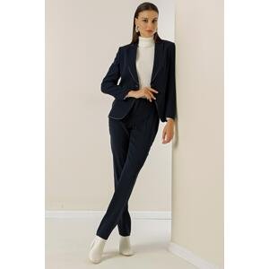 By Saygı Pile Lined Single-Button Set with Jacket and Pants.