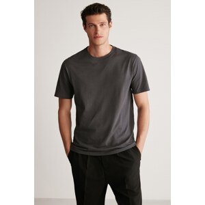 GRIMELANGE Rudy Men's Slim Fit 100% Cotton Medium Thickness Anthracite T-shirt