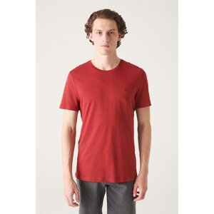 Avva Men's Burgundy Ultrasoft Crew Neck Cotton Slim Fit Slim Fit T-shirt