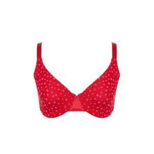 Trendyol Curve Red Polka Dot Stranded Mesh Plus Size Bra