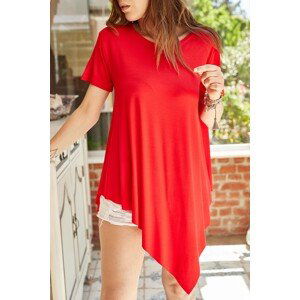 XHAN Women's Red Asymmetrical Blouse