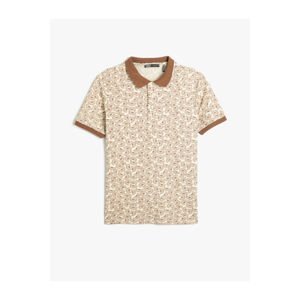 Koton Polo T-Shirt with Geometric Print, Slim Fit Cotton with Buttons.