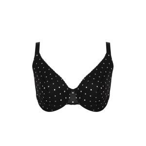 Trendyol Curve Black Polka Dot Stranded Mesh Plus Size Bra