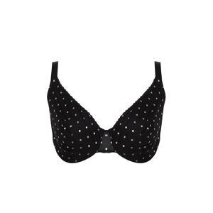 Trendyol Curve Black Polka Dot Stranded Mesh Plus Size Bra