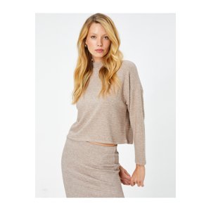 Koton Stand-Up Collar Jumper Textured Off-Shoulder