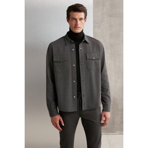 GRIMELANGE Jones Men's Special Pique Look Thick Fabric Closed Pocket Snap Fastener Anthracite Jacket