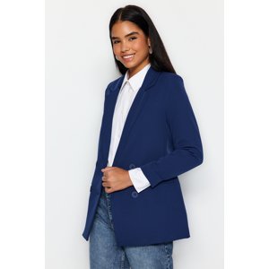 Trendyol Navy Blue Double Button Lined Blazer Woven Jacket
