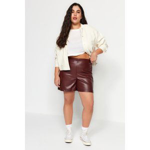 Trendyol Curve Burgundy Faux Leather Shorts & Bermuda