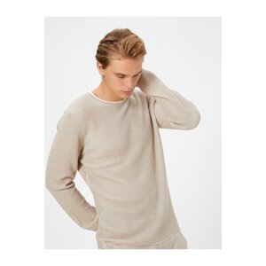 Koton Knitwear Sweater Crew Neck Textured Slim Fit Long Sleeved