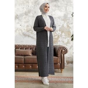 InStyle Jolie Knit Patterned Knitwear Long Cardigan - Anthracite