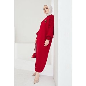InStyle Mina Balloon Sleeve Knitwear Dress - Red