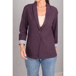 armonika Women's Plum Striped One-Button Jacket