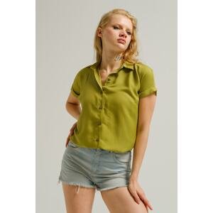 armonika Women's Oil Green Short Sleeve Shirt