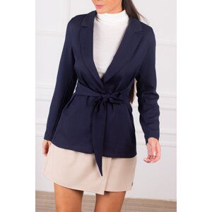 armonika Women's Navy Blue Jacket with Slits